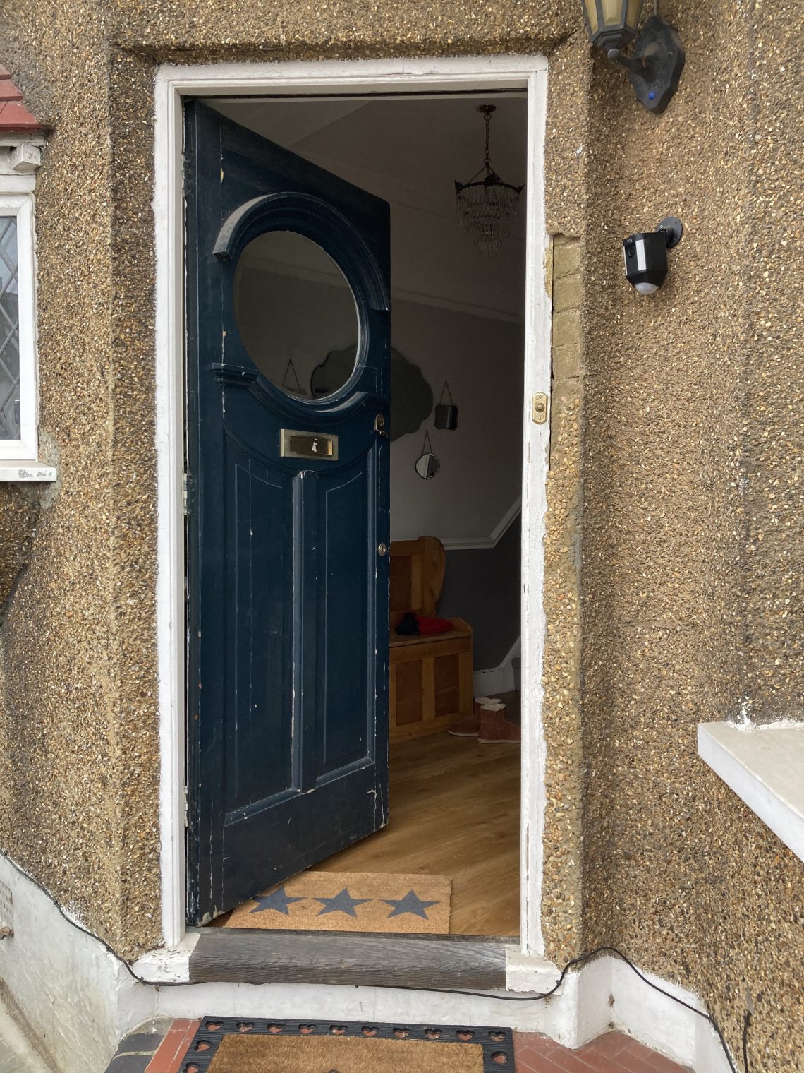 There was more wrong with this door than meets the eye. The doors joints were sprung, the door frame was in a parlous state, the doorstep having lost its metal plate was worn through use.